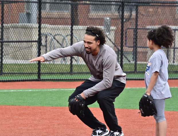 Anthony Rendon, the baseball infielder demonstrates to a junior female athlete, baseball isn't just for boys. /Photo by Travis Riddick @actor_TR