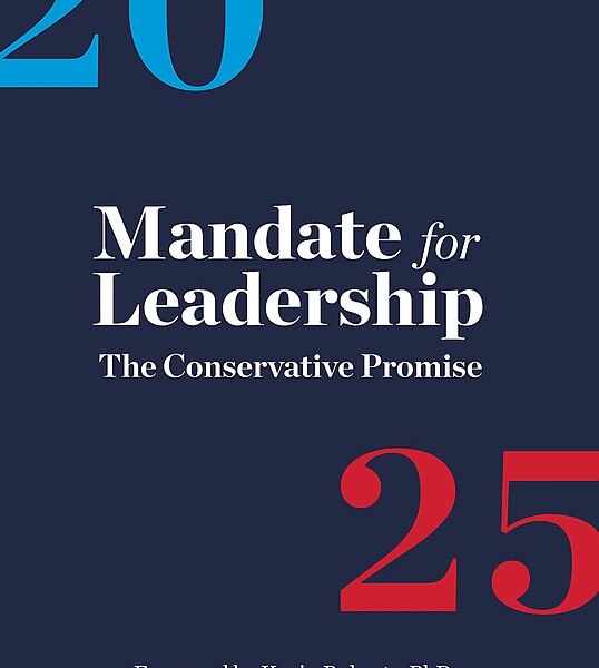 **FILE** Cover of the 2025 "Mandate for Leadership: The Conservative Promise" (Courtesy of The Heritage Foundation via Wikimedia Commons)